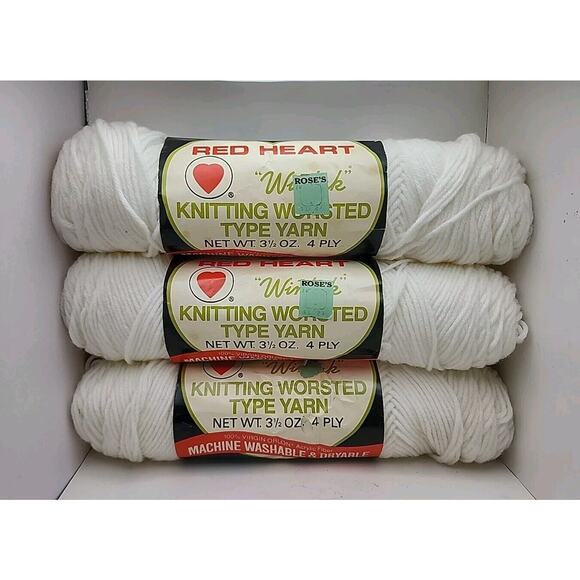 3 Partial Skeins Red Heart Wintuk Worsted Yarn 100% Orlon Acrylic 4 PLY VTG USA - Picture 1 of 6